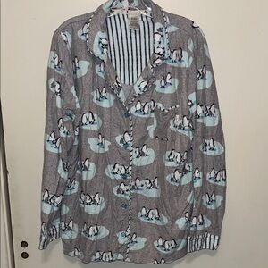 munki munki Gray Pajama Top with penguins Print XXL